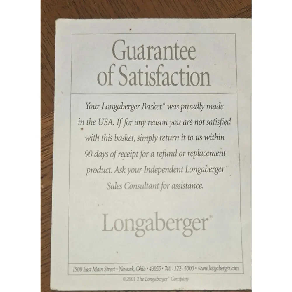 VTG 2001 Longaberger Hanging Round Basket with Leather Hang Strap